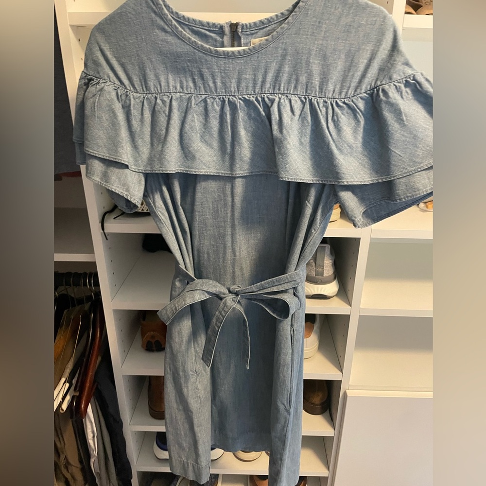 Jcrew Edie ruffle chambray mini dress size 4